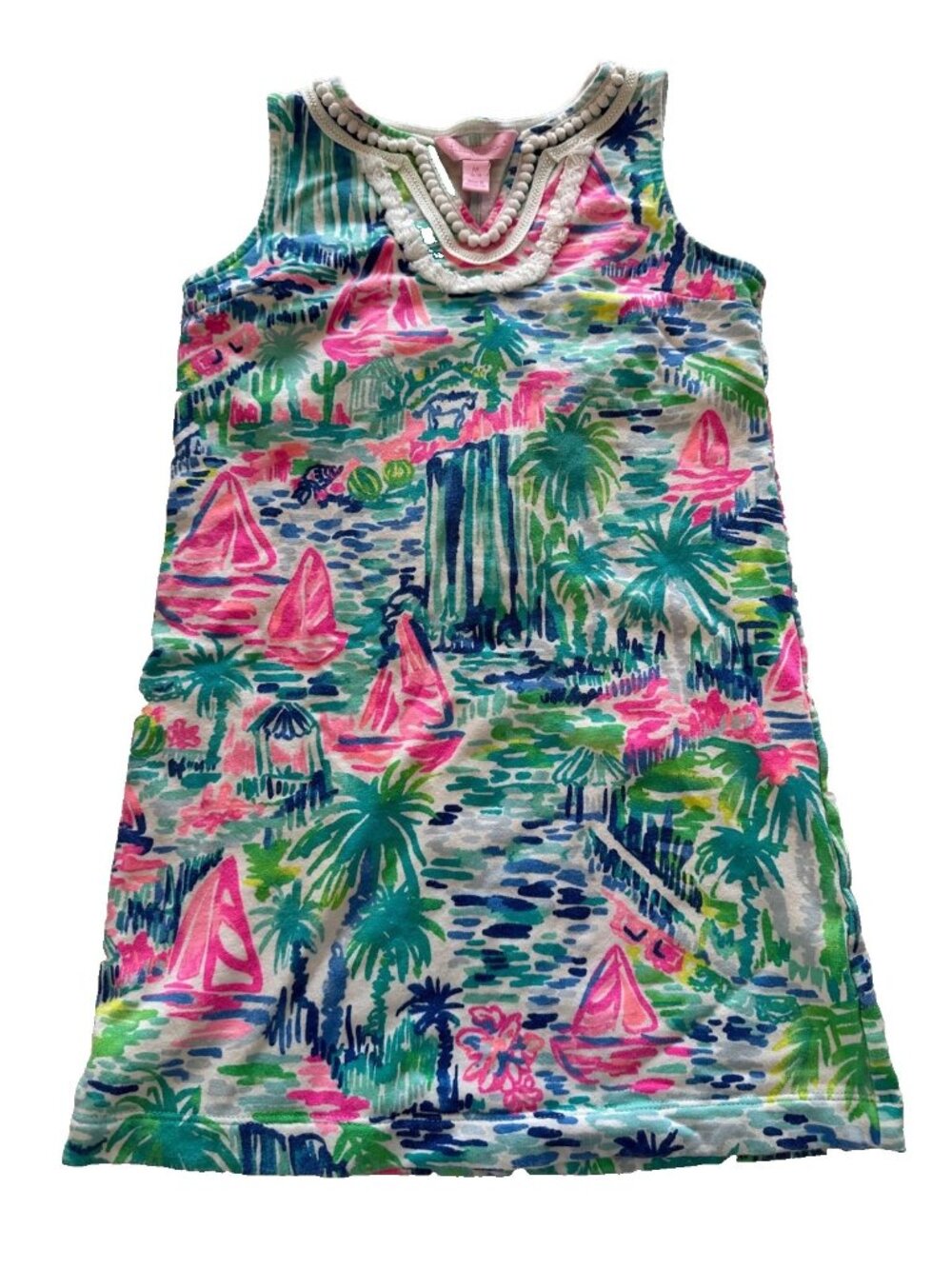 Lilly Pulitzer Girls M 6/7 Harper Shift Dress Salt in the Air Beach Resortwear